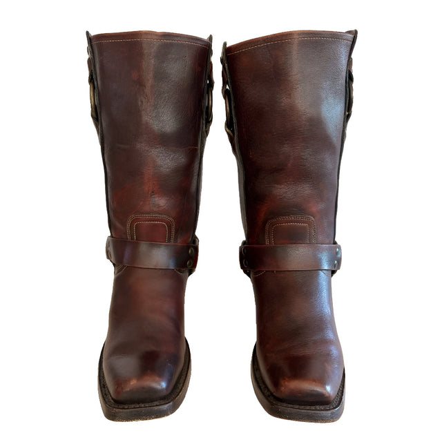 FRYE Vintage Harness 12R Oxblood Brown Biker Moto Motorcycle Boots - Botablu