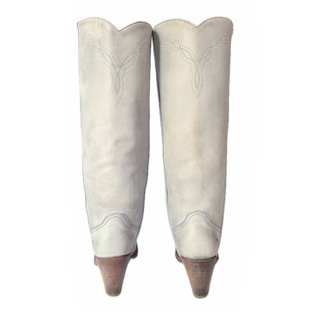 FRYE Vintage Lavender Gray Tall Knee High Western Cowgirl Boots - Botablu