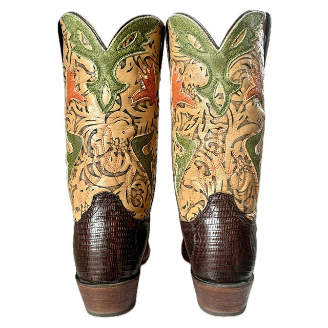 FRYE Vintage Lily Lizard Floral Cowgirl Cowboy Western Boots - Botablu