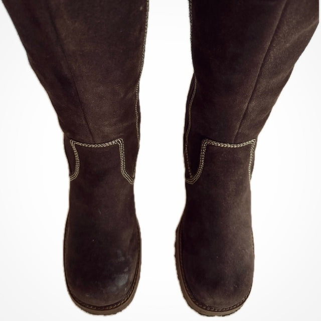 FRYE Vintage Rebel Y2K Platform Brown Tall Zip Boots - Botablu