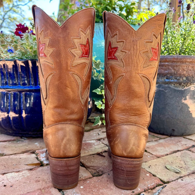FRYE Vintage Sabrina Campus Floral Metallic Brown Cowboy Boots - Botablu
