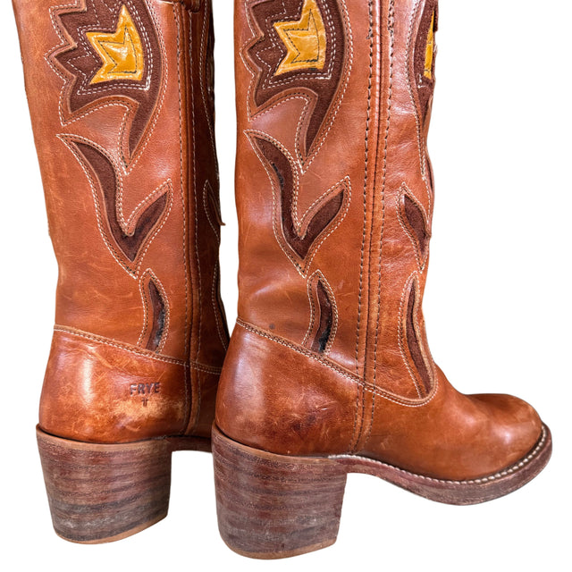 FRYE Vintage Sabrina Flower Cowboy Boots - Botablu