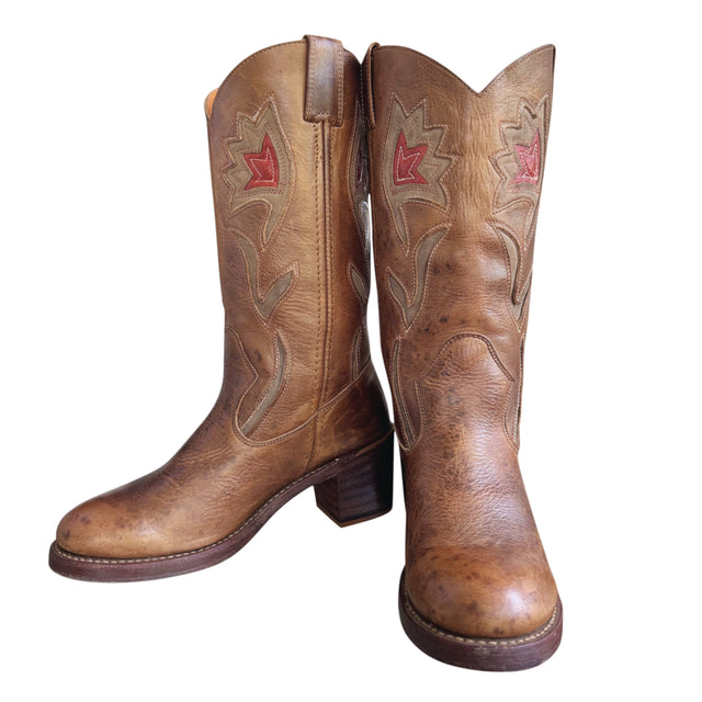 FRYE Vintage Sabrina Flower Western Boots - Botablu