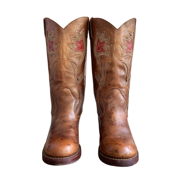 FRYE Vintage Sabrina Flower Western Boots - Botablu