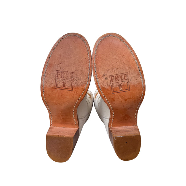 FRYE Vintage Sabrina Flower White Cowboy Boots - Botablu