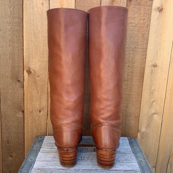 FRYE Vintage Tall Knee High Brown Leather Campus Boho Western Boots - Botablu