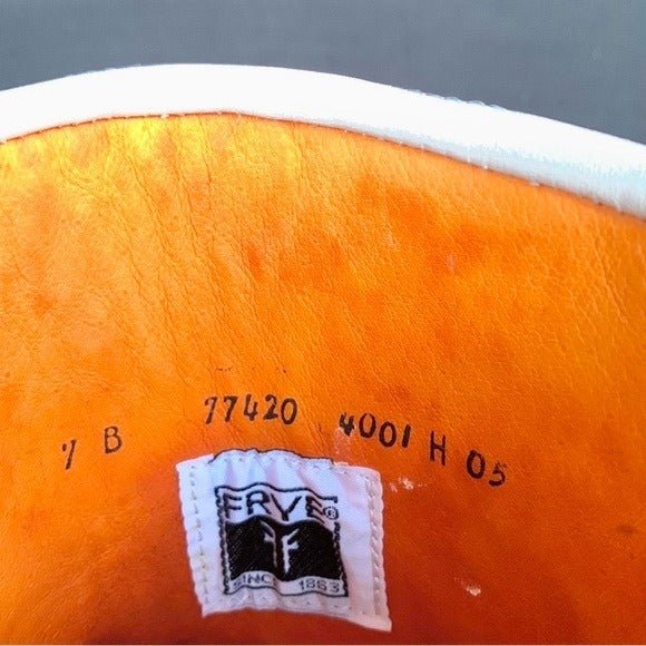 FRYE Vintage White Leather Sabrina Campus Tooled Cuff Tall Knee High Western Boots - Botablu