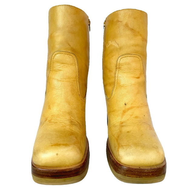 FRYE Vintage Y2K Karma Platform Banana Zippered Short Ankle Bootie Boots - Botablu