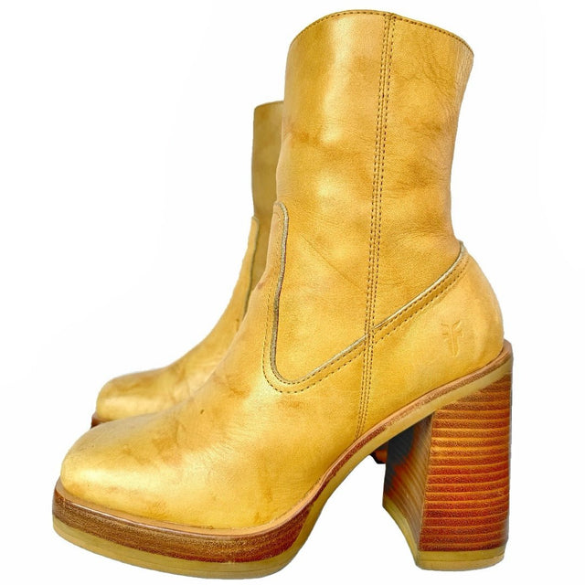 FRYE Vintage Y2K Karma Platform Banana Zippered Short Ankle Bootie Boots - Botablu