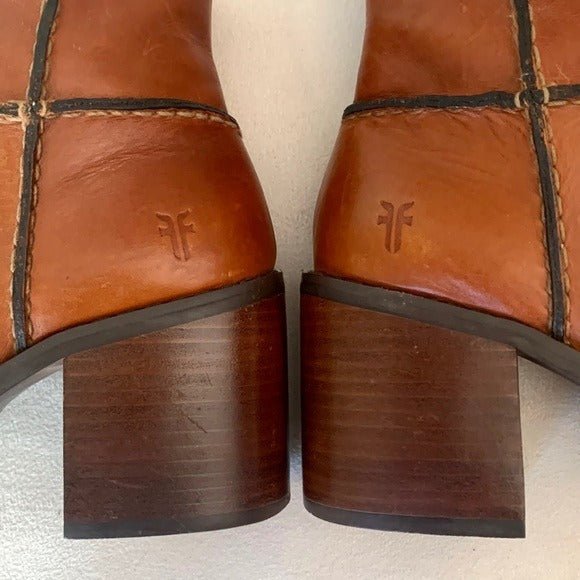 FRYE Vintage Y2K Villager Zip Platform Chunky Square Toe Ankle Bootie Boots - Botablu