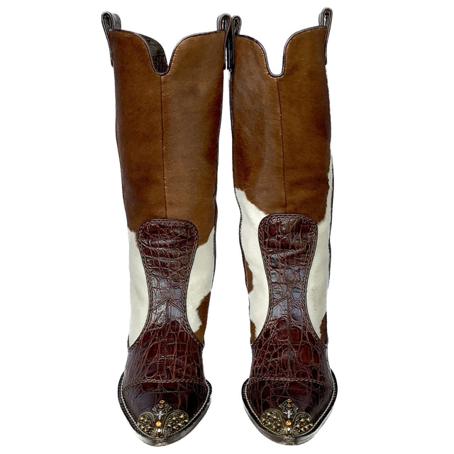 GIUSEPPE ZANOTTI Cowhide Pony Hair On Western Boots - Botablu