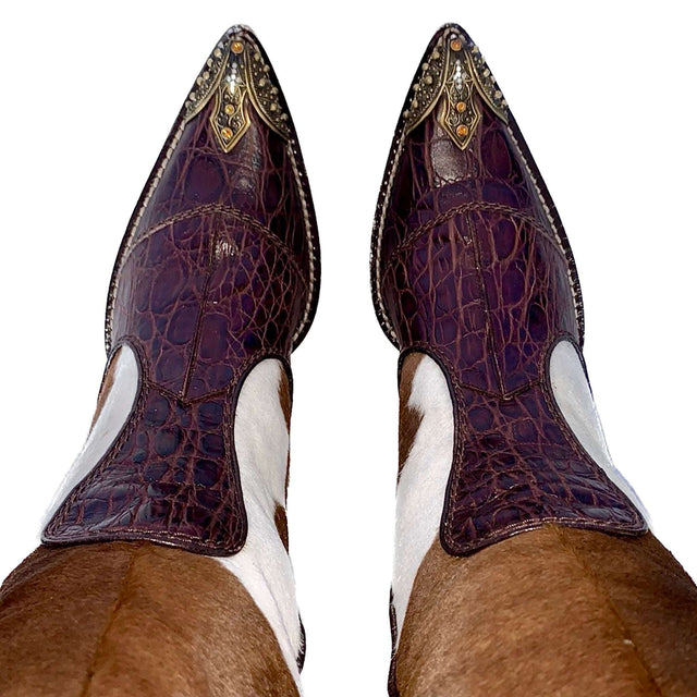 GIUSEPPE ZANOTTI Cowhide Pony Hair On Western Boots - Botablu