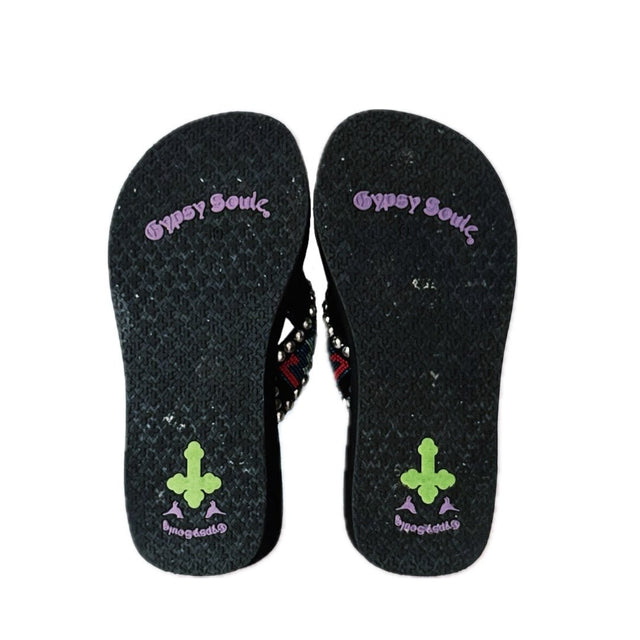 GYPSY SOULE American Indian Chief Aztec Platform Wedge Western Flip Flop Sandals - Botablu