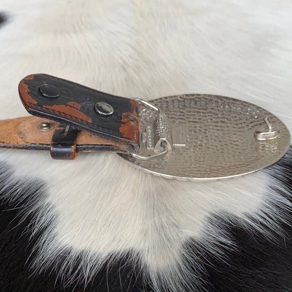 Handcrafted Silver Western Buckle Vintage Levi’s Tooled Leather Belt Set - Botablu