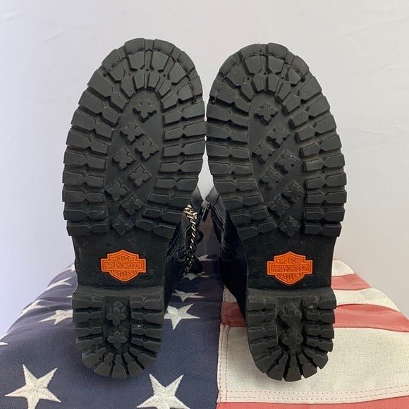 HARLEY-DAVIDSON Alexa Black Leather Lace Up Zip Tall Knee High Biker Moto Boots - Botablu