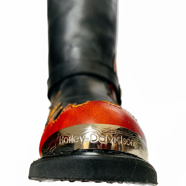 HARLEY-DAVIDSON Harness Flame Overlay Tall Leather Biker Moto Motorcycle Boots - Botablu