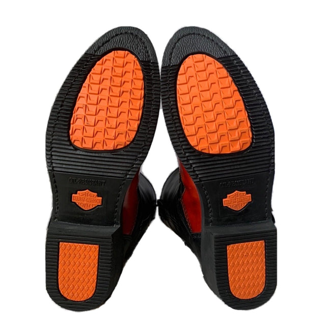 HARLEY-DAVIDSON Harness Flame Overlay Tall Leather Biker Moto Motorcycle Boots - Botablu