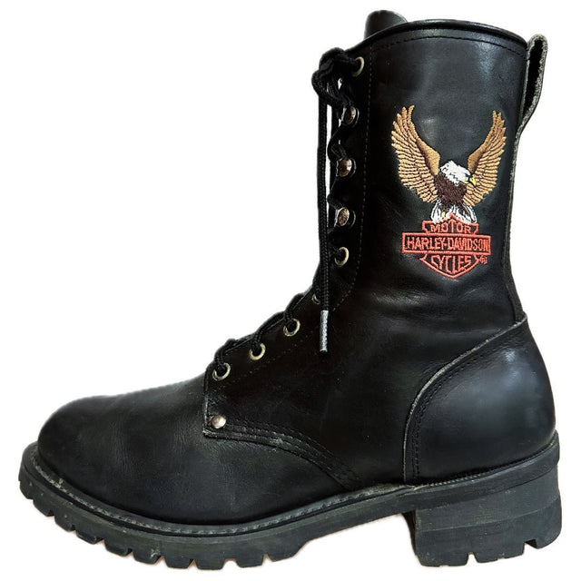 HARLEY-DAVIDSON Vintage Eagle Lace Up Biker Motorcycle Boots - Botablu