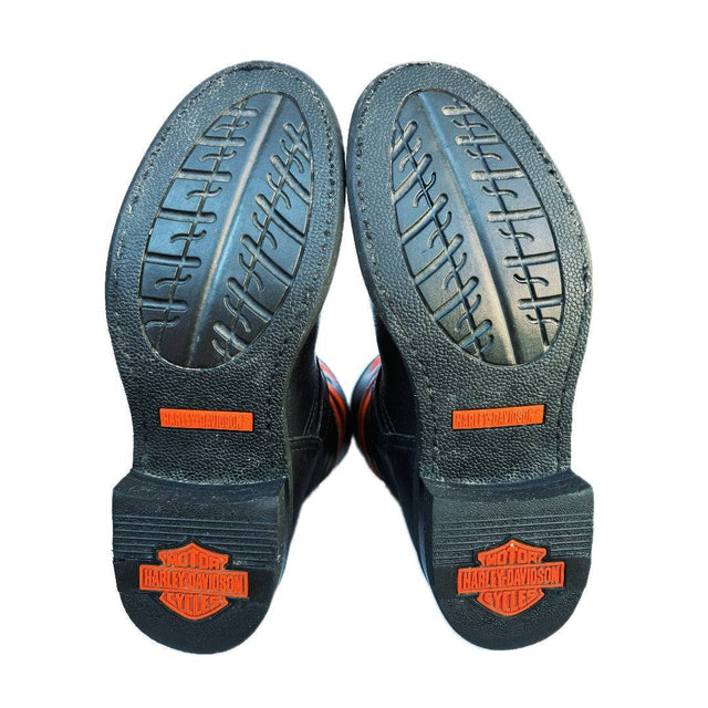 HARLEY-DAVIDSON Vintage Harness Buckle Tall Black Leather Biker Moto Motorcycle Boots - Botablu