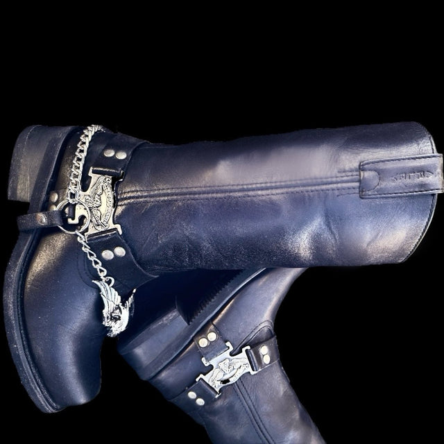 HARLEY-DAVIDSON Vintage Harness Tall Black Biker Moto Motorcycle Boots - Botablu