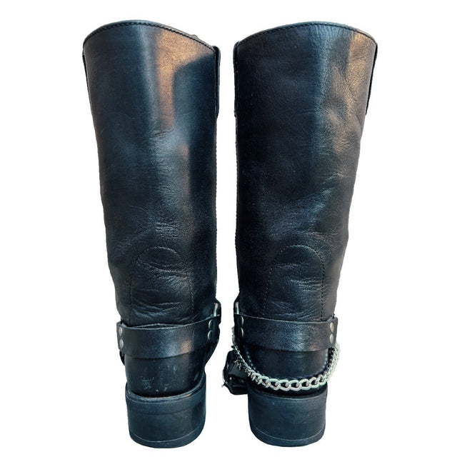 HARLEY-DAVIDSON Vintage Harness Tall Black Biker Moto Motorcycle Boots - Botablu