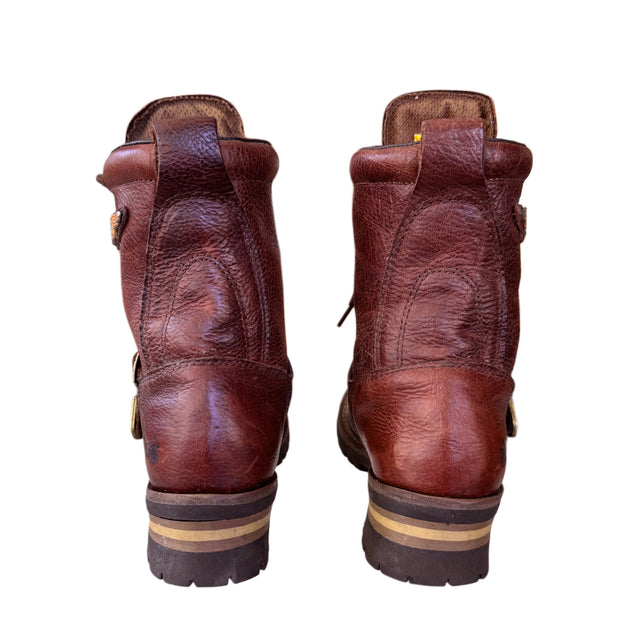 HARLEY-DAVIDSON Vintage Lace Up Brown Biker Boots - Botablu