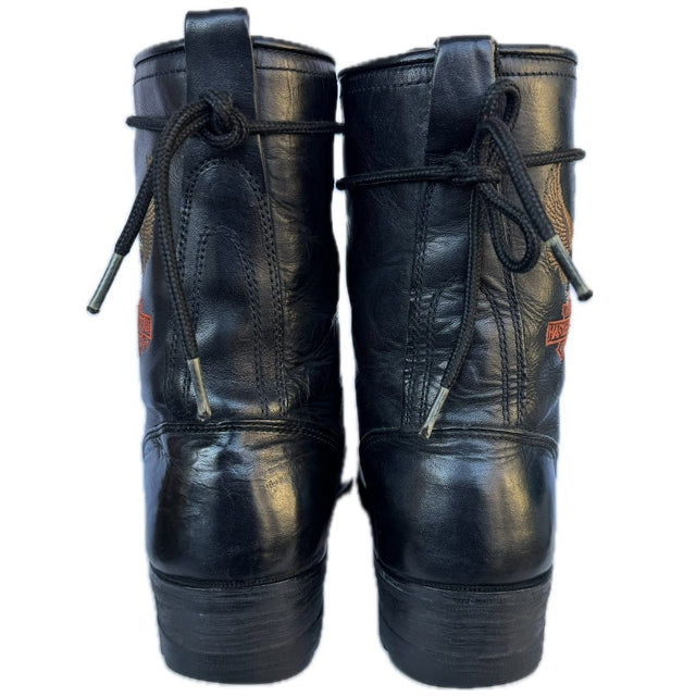 HARLEY-DAVIDSON Vintage Lace Up Eagle Biker Moto Boots - Botablu