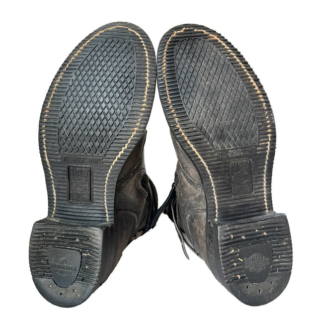 HARLEY-DAVIDSON Vintage Lace Up Zip Combat Moto Biker Ankle Boots - Botablu