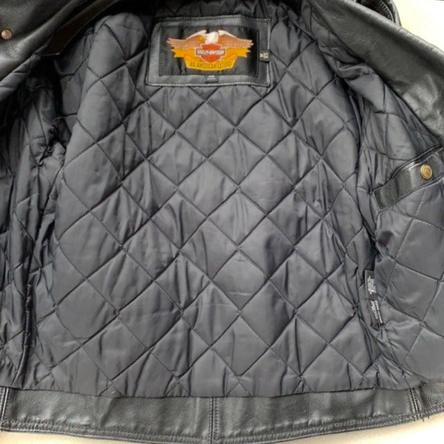 HARLEY-DAVIDSON Vintage Moto Biker Black Leather Jacket - Botablu