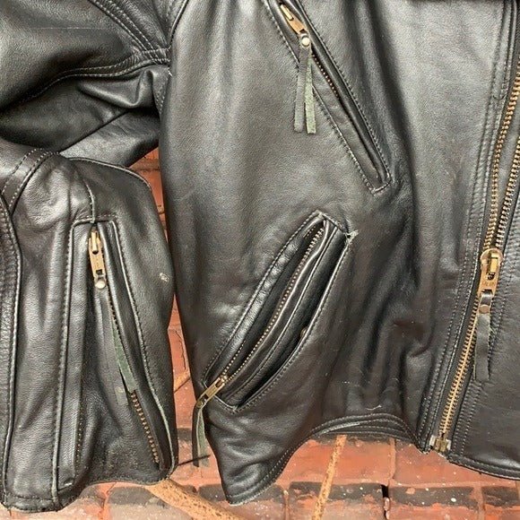 HARLEY-DAVIDSON Vintage Moto Biker Black Leather Jacket - Botablu