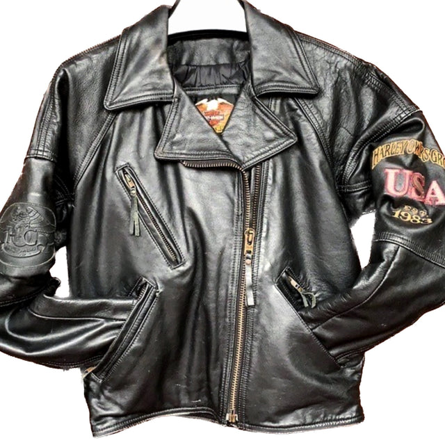 HARLEY-DAVIDSON Vintage Moto Biker Black Leather Jacket - Botablu