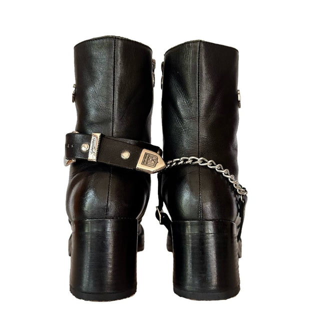 HARLEY-DAVIDSON Vintage Platform Zip Black Biker Motorcycle Boots - Botablu