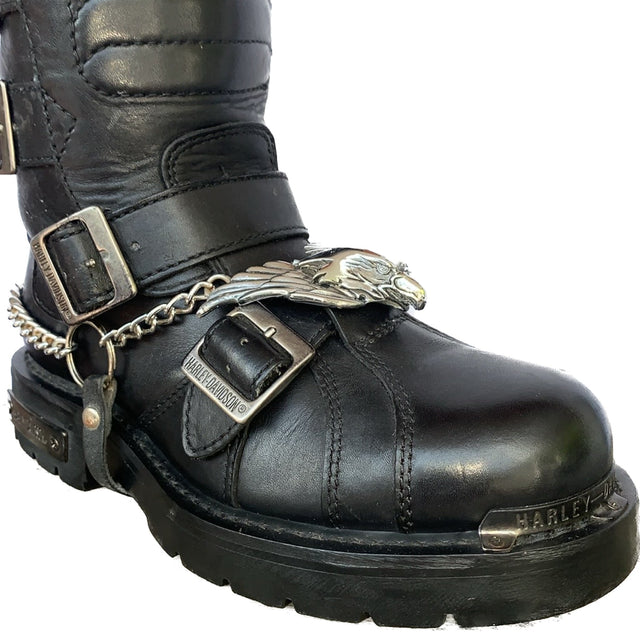 HARLEY-DAVIDSON Vintage Silver Eagle Harness Biker Boot Chain Strap Accessory - Botablu