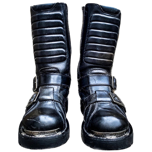 HARLEY-DAVIDSON Vintage “Terminator” Buckle Black Biker Combat Moto Boots - Botablu