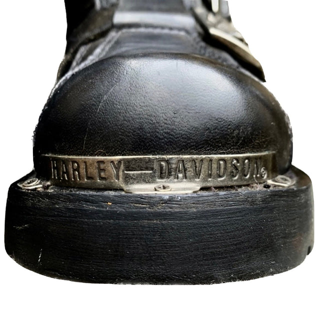 HARLEY-DAVIDSON Vintage “Terminator” Buckle Black Biker Combat Moto Boots - Botablu