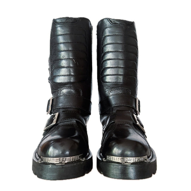 HARLEY-DAVIDSON Vintage Terminator Buckle Black Biker Motorcycle Boots - Botablu