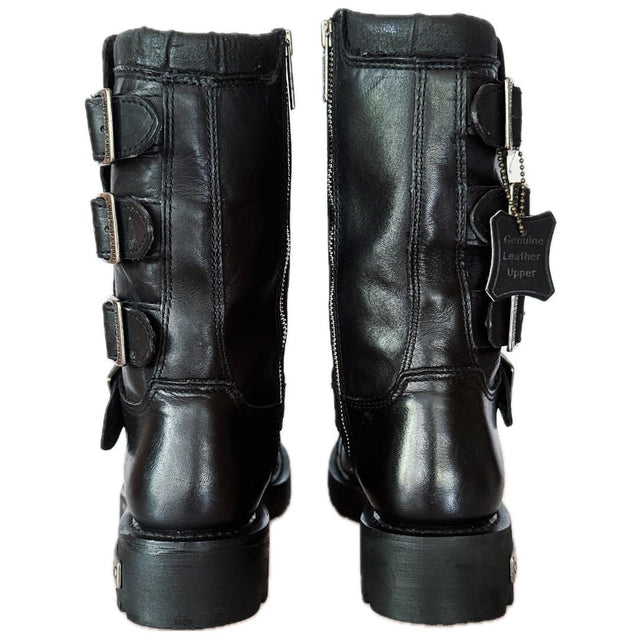 HARLEY-DAVIDSON Vintage Terminator Buckle Black Biker Motorcycle Boots - Botablu