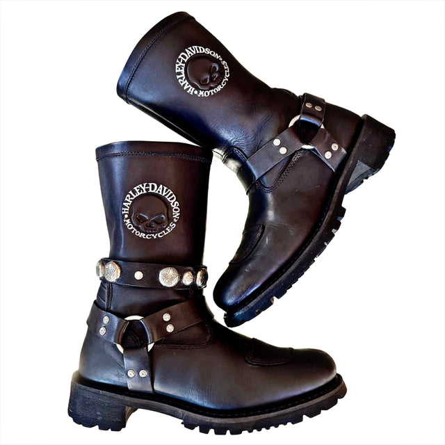 HARLEY-DAVIDSON Vintage Willie G Skull Harness Biker Boots – Men’s 9.5 - Botablu