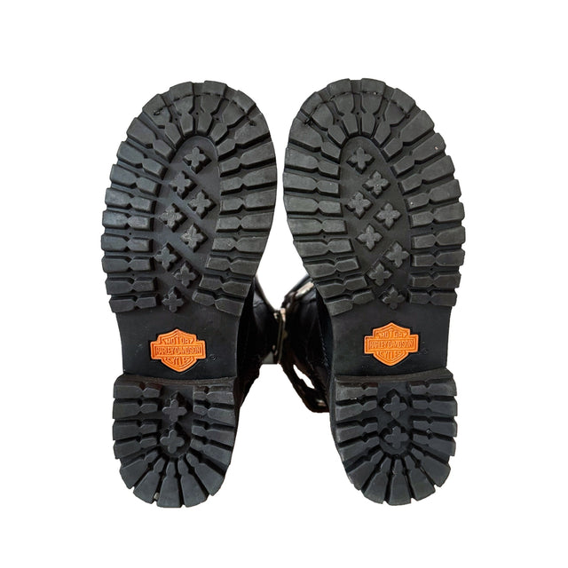 HARLEY-DAVIDSON Vintage Willie G Skull Knee High Black Motorcycle Boots - Botablu