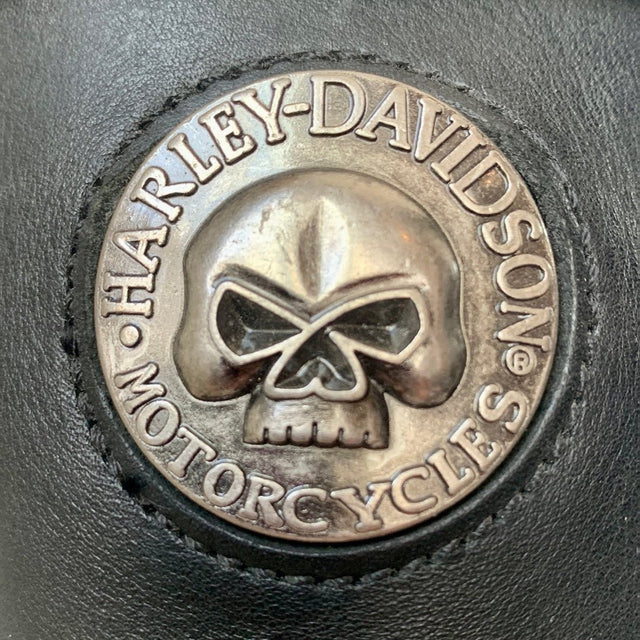 HARLEY-DAVIDSON Vintage Willie G Skull Tall Black Leather Biker Motorcycle Boots - Botablu