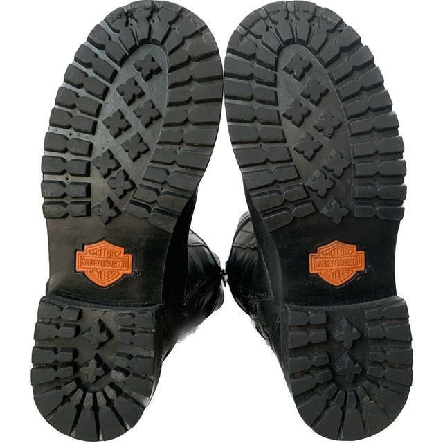 HARLEY-DAVIDSON Vintage Willie G Skull Tall Black Leather Biker Motorcycle Boots - Botablu