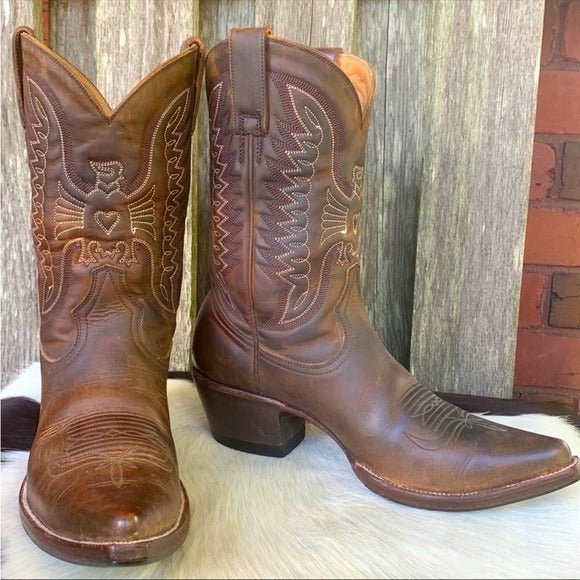 HERITAGE BOOT CO Apache Peewee Phoenix Thunderbird Brown Cowboy Western Boots - Botablu