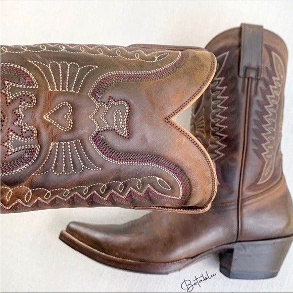 HERITAGE BOOT CO Apache Peewee Phoenix Thunderbird Brown Cowboy Western Boots - Botablu
