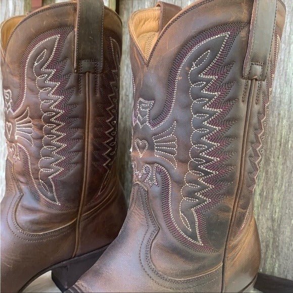 HERITAGE BOOT CO Apache Peewee Phoenix Thunderbird Brown Cowboy Western Boots - Botablu