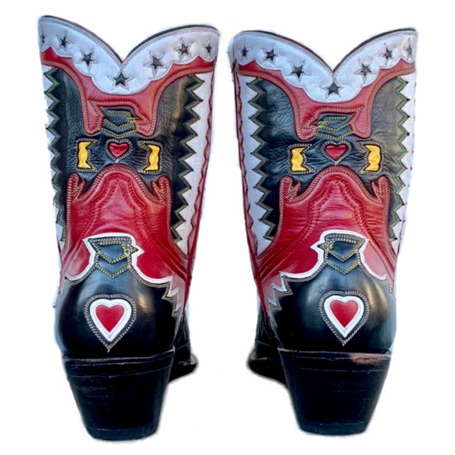 HERITAGE BOOT CO. Handmade Thunderbird Eagle Phoenix Leather Western Cowgirl Cowboy Peewee Short Ankle Boots - Botablu