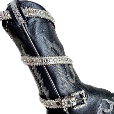 B.B. SIMON Swarovski Crystal Silver Studded Cowgirl Western Belt
