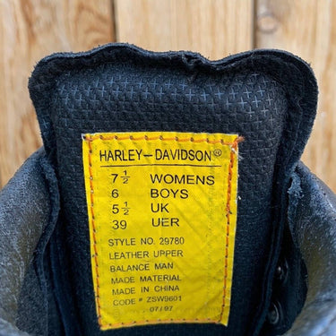 HARLEY-DAVIDSON Vintage Lace Up Chunky Lug Sole Black Combat Biker Moto Boots