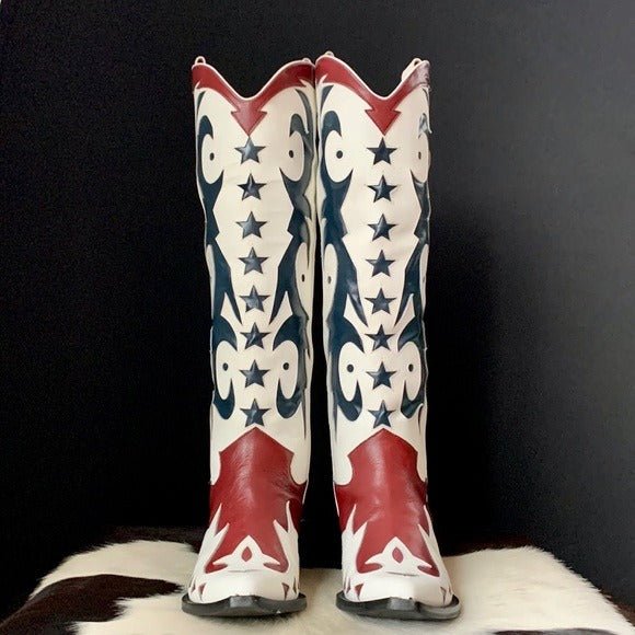 JEFFREY CAMPBELL Star Tall Knee High Cowgirl Cowboy Western Boots - Botablu