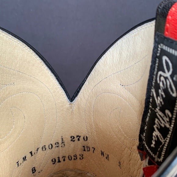 LARRY MAHAN Vintage Black Red Tall Cowgirl Cowboy Western Boots - Botablu
