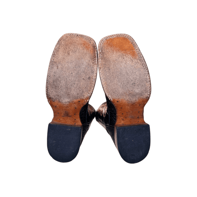 LARRY MAHAN Vintage Caiman Square Toe Cowboy Boots - Botablu